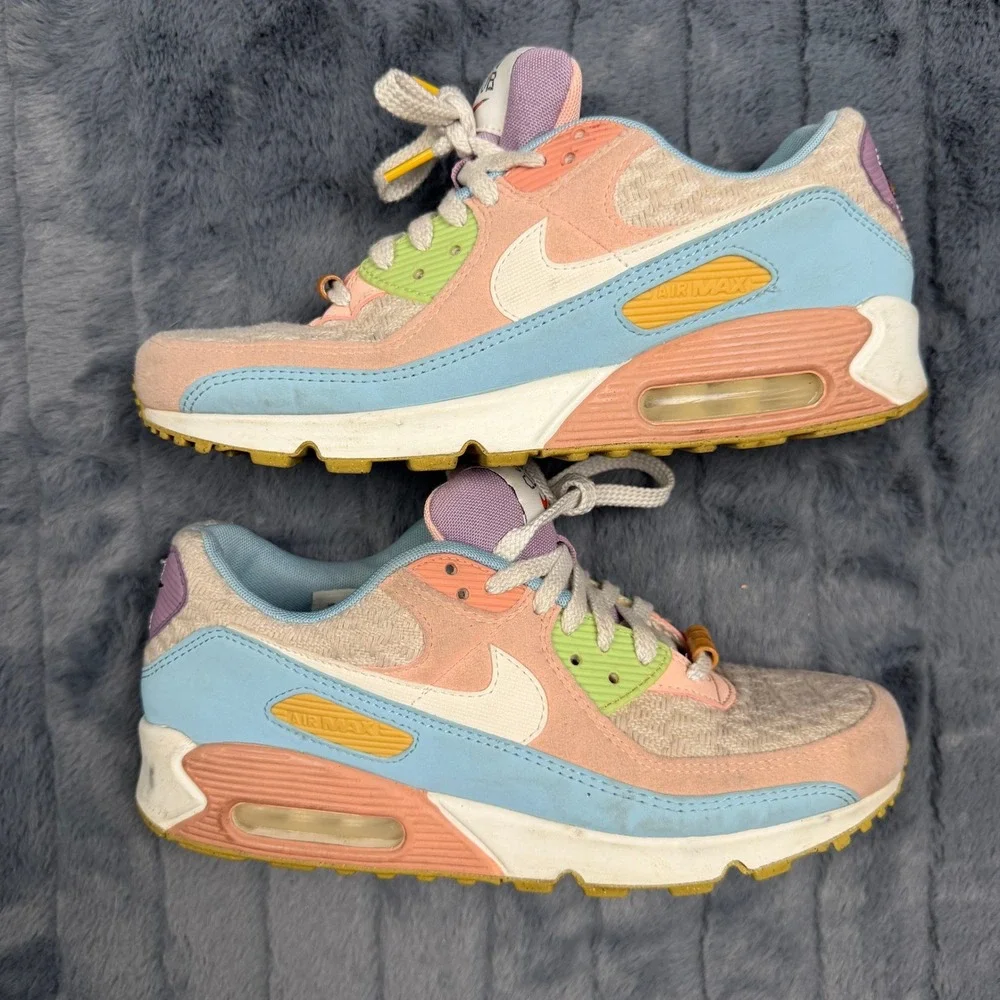 Nike Air Max 90 Sun Club Women Size 10 Orange Blue DJ9997-100 Pastel Suede